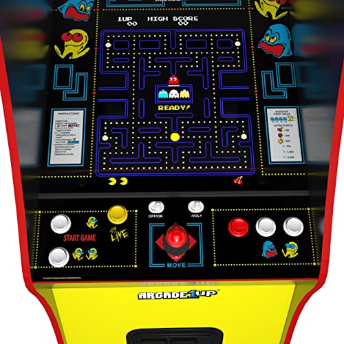 Arcade1Up PAC-MAN Deluxe Arcade Machine, built for your home, with 5-foot-tall full-size stand-up cabinet, 14 classic games, and 17-inch screen