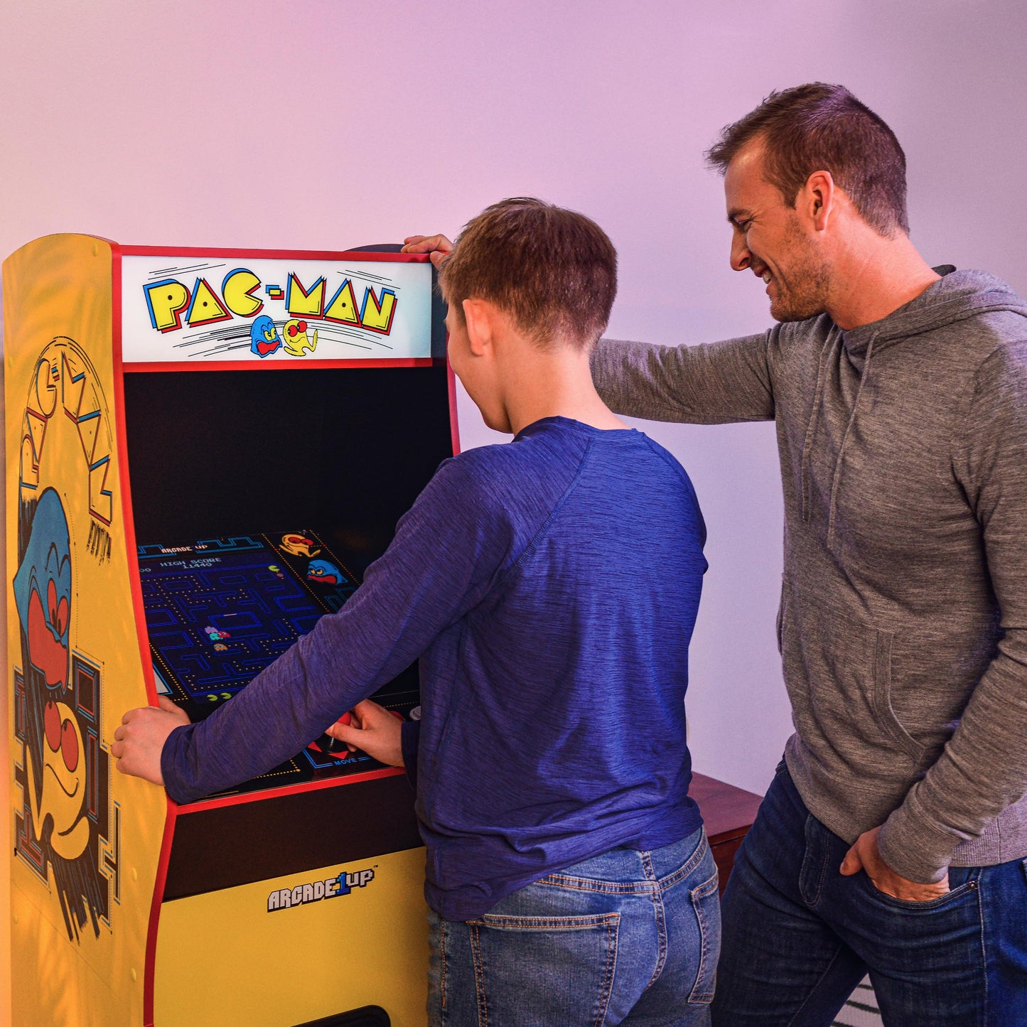 Arcade1Up PAC-MAN Deluxe Arcade Machine, built for your home, with 5-foot-tall full-size stand-up cabinet, 14 classic games, and 17-inch screen